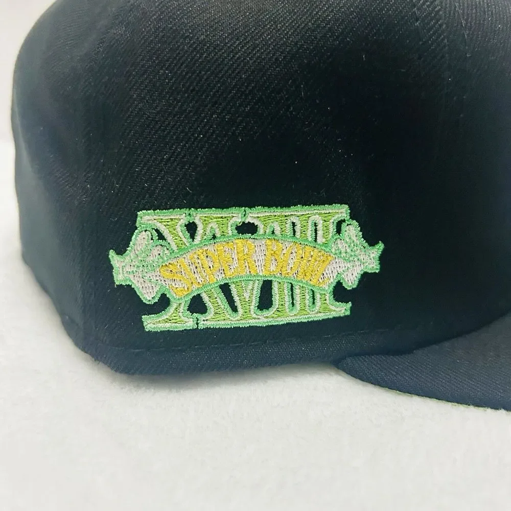 New Era Las Vegas Raiders Super Bowl 18 59FIFTY Fitted‎ Hat Cap Black Sz 7 1/2